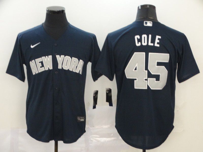 Men New York Yankees #45 Cole Blue Nike Game MLB Jerseys